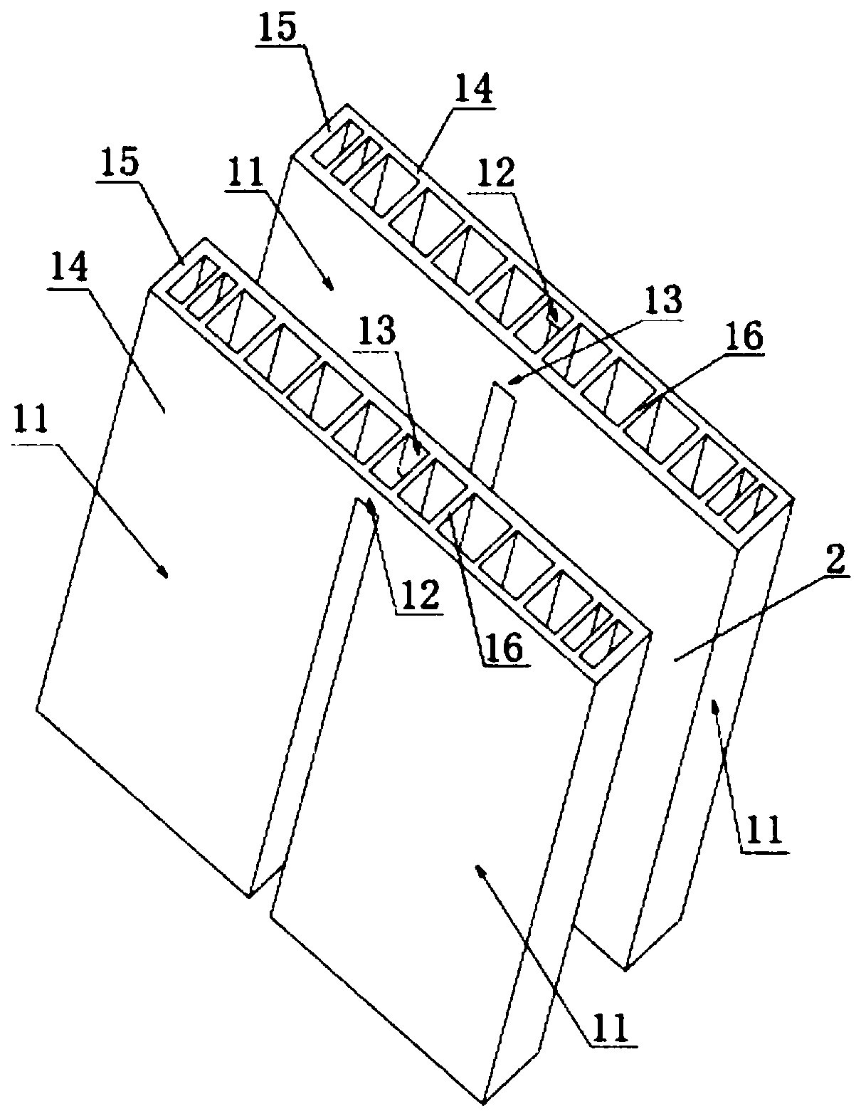 Ship lift tower structure provided with thin pile raft foundation and layered strongly-constrained box girders