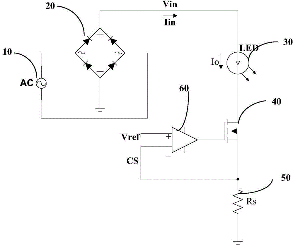 Linear switching constant-current LED drive circuit for control over peak current