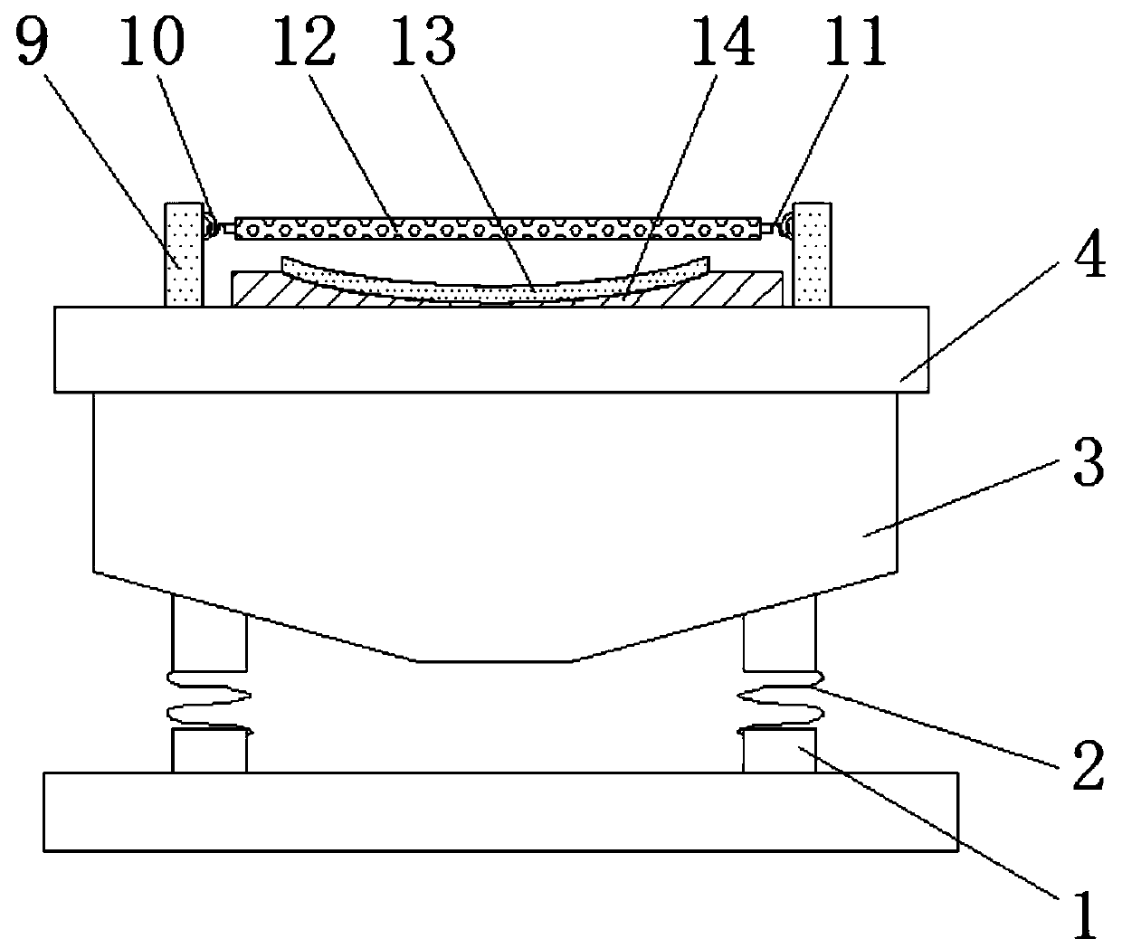 Sieving device for feed processing with adjustable discharge opening