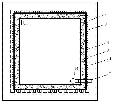 Square vertical-shaft sectioned hidden water interception structure and construction method thereof