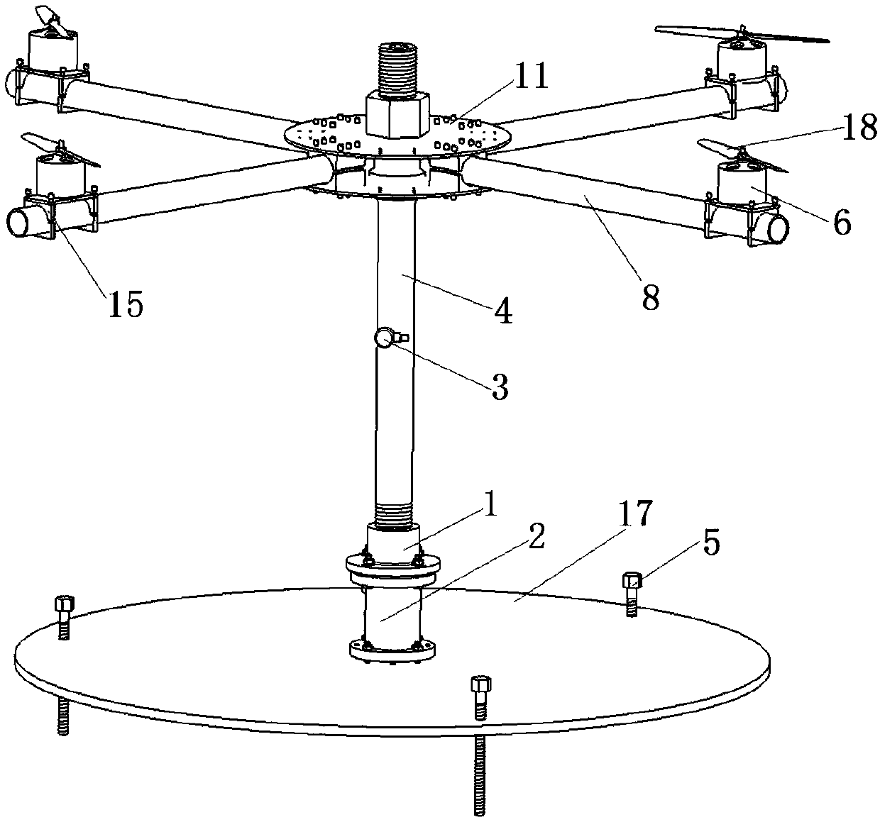 Multi-rotor unmanned aerial vehicle dynamic experimental device and experimental method