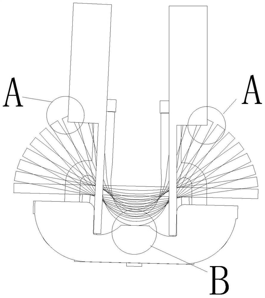 U-shaped inward-folding rotating mechanism straight sliding groove bending