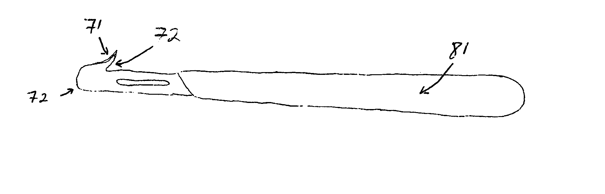 Novel surgical blade for finishing composite fillings on the mesial surface of molars and premolars and method of use