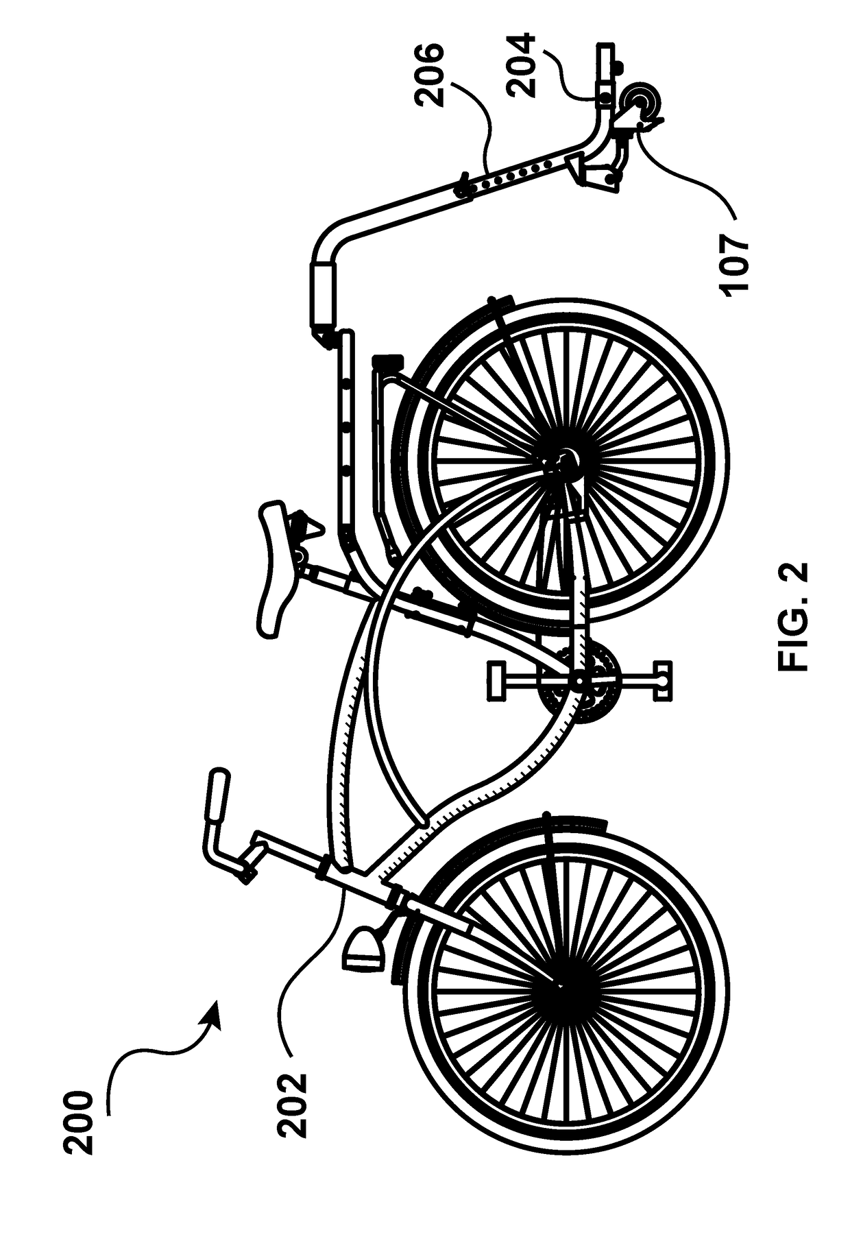 Apparatus to utilize a universal hitch to detachably attach a bicycle with a trailer to carry loads and convert the trailer into a cart when detached