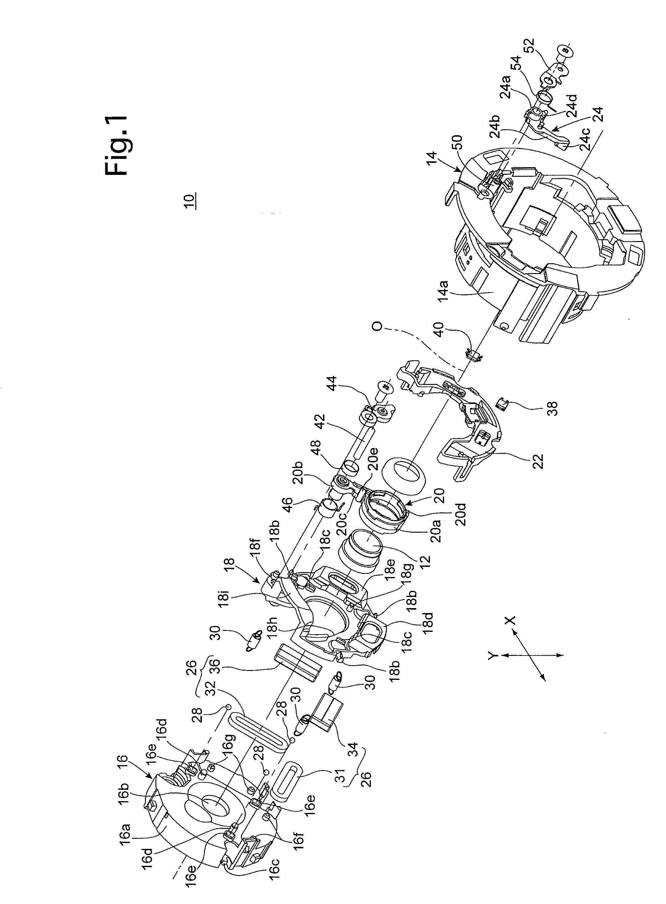 Position controller for image-stabilizing insertable/removable optical element