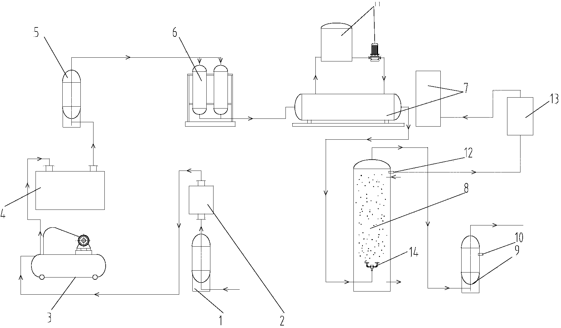 Integrated apparatus for treating high-concentration chemical flooding oil field wastewater by strong oxidation gas wet contact method