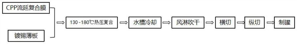 Cpp cast film, composite film, preparation method of composite film and tin-plated sheet