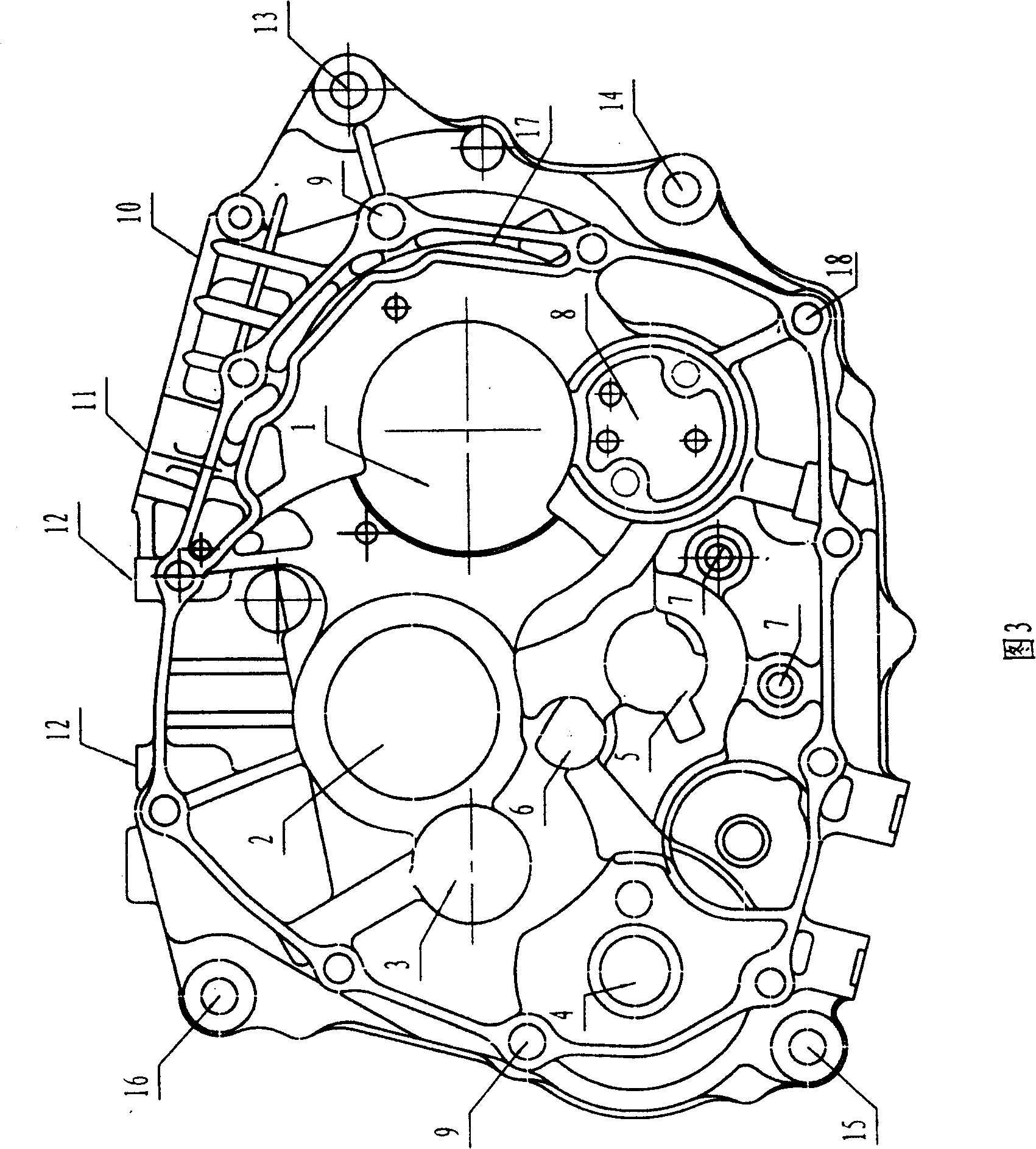 Vibration-reducing type engine crankcase of motorcycle