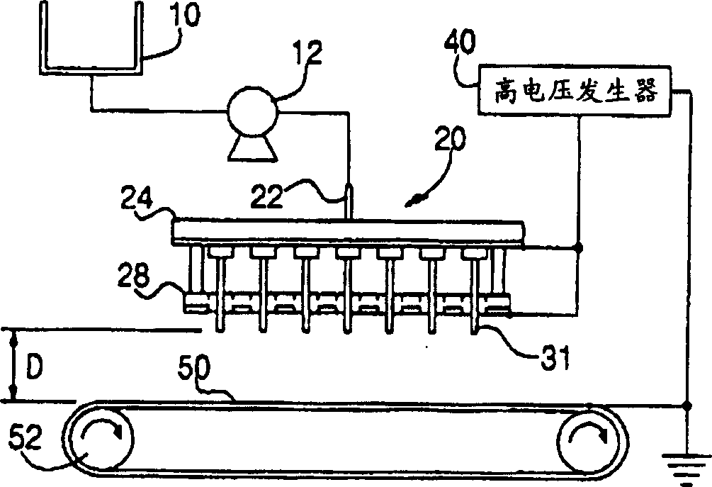 Polymer fibre web manufacturing device and method
