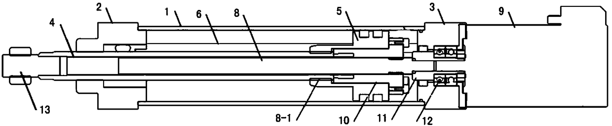 Electric-gas hybrid type piston cylinder structure