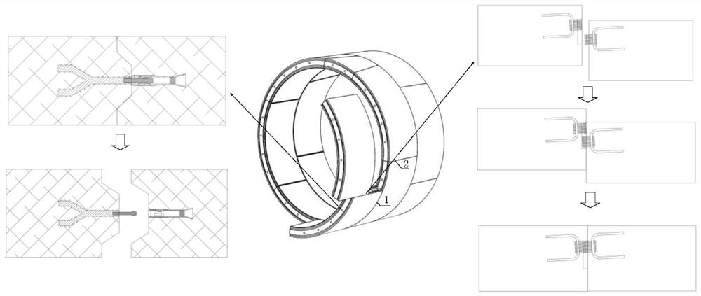 Segment structure with combined mortise and tenon joint assembly