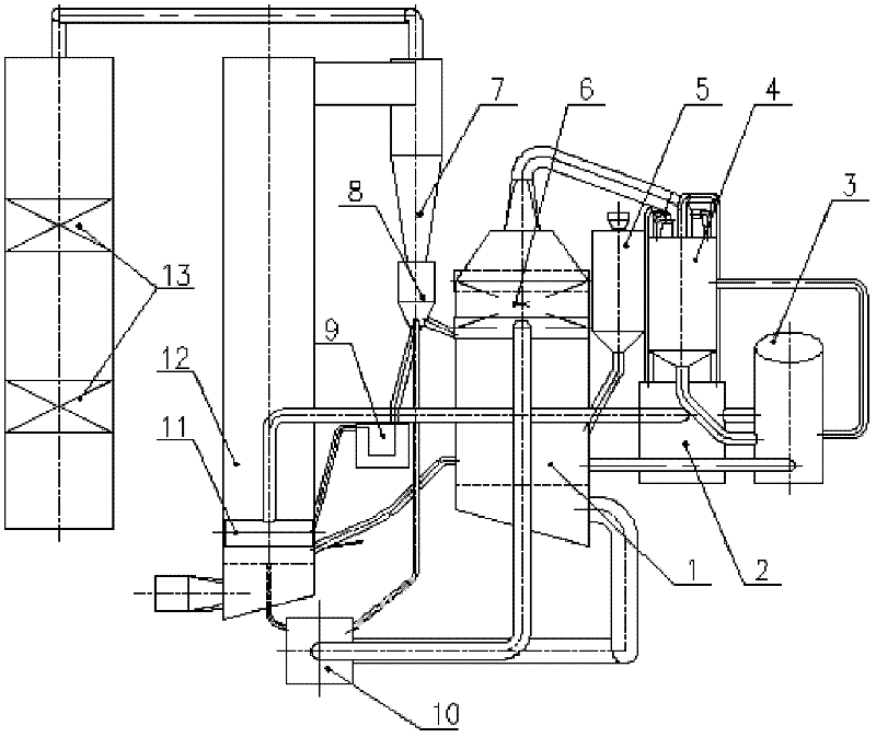 Combination system of oil shale bubbling bed dry distillation and semi-coke circulating fluidized bed combustion