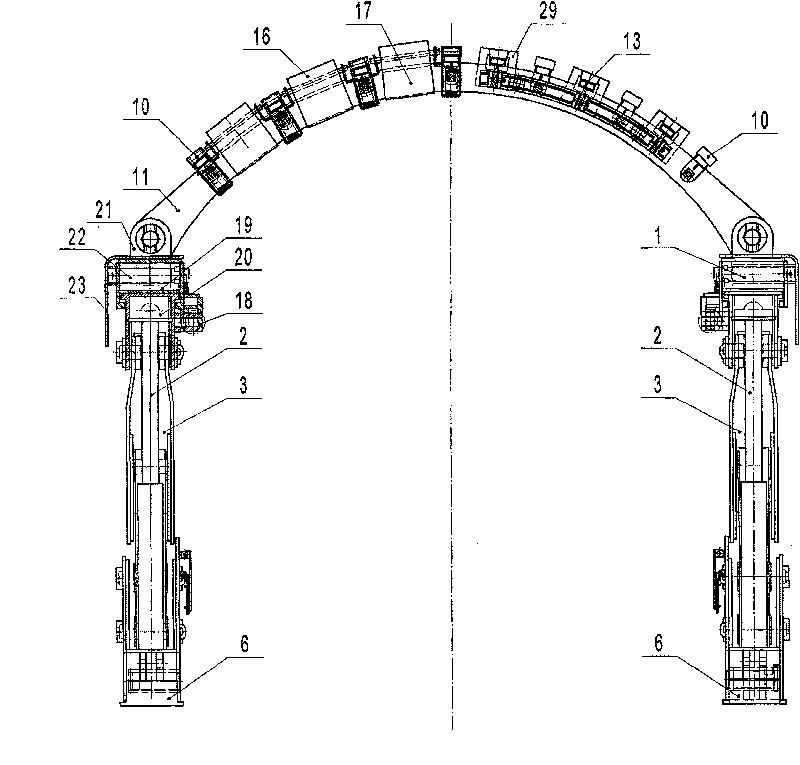 Immediate support device for digging machine