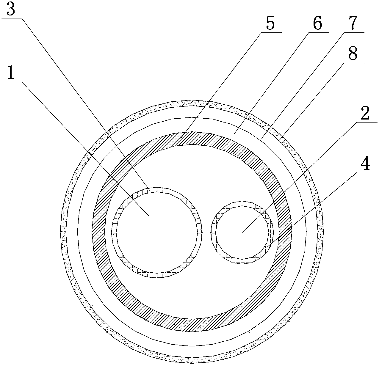 Radiation-resistant composite shielded nuclear power twin-core control cable