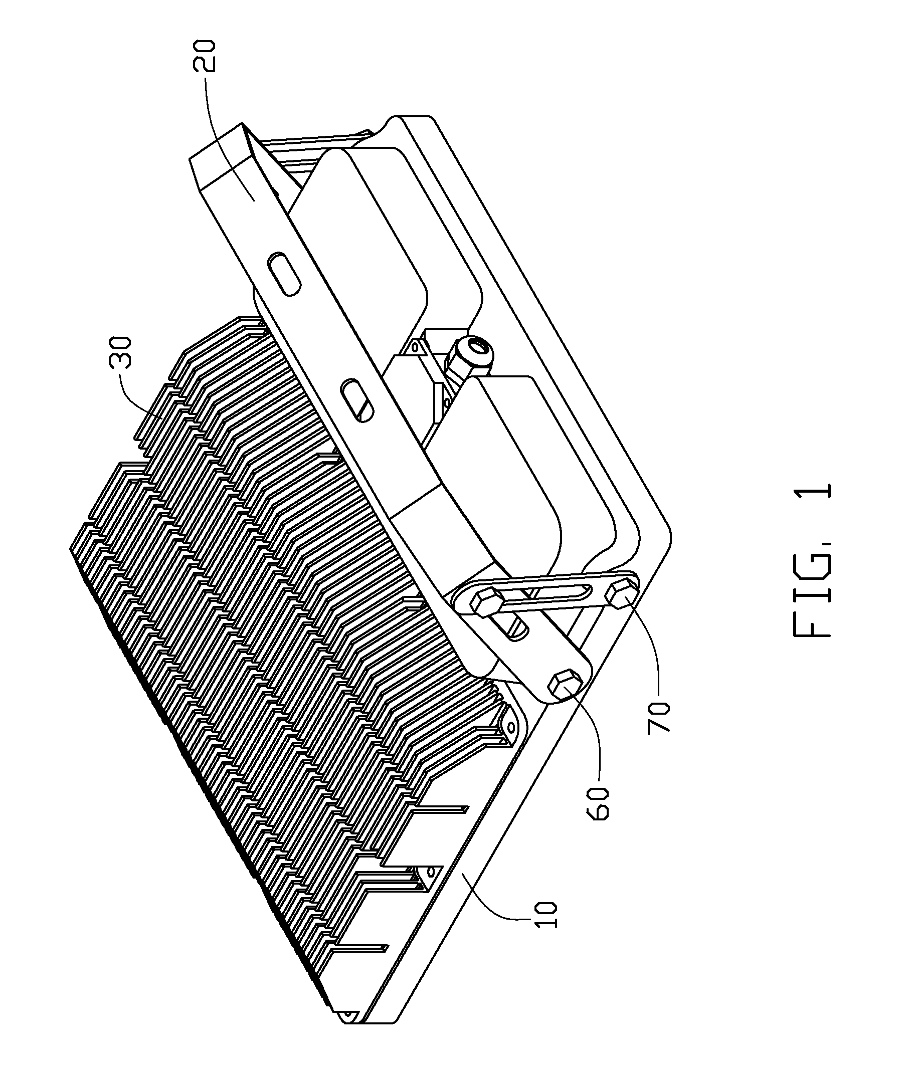 Flood lamp assembly having a reinforced bracket for supporting a weight thereof