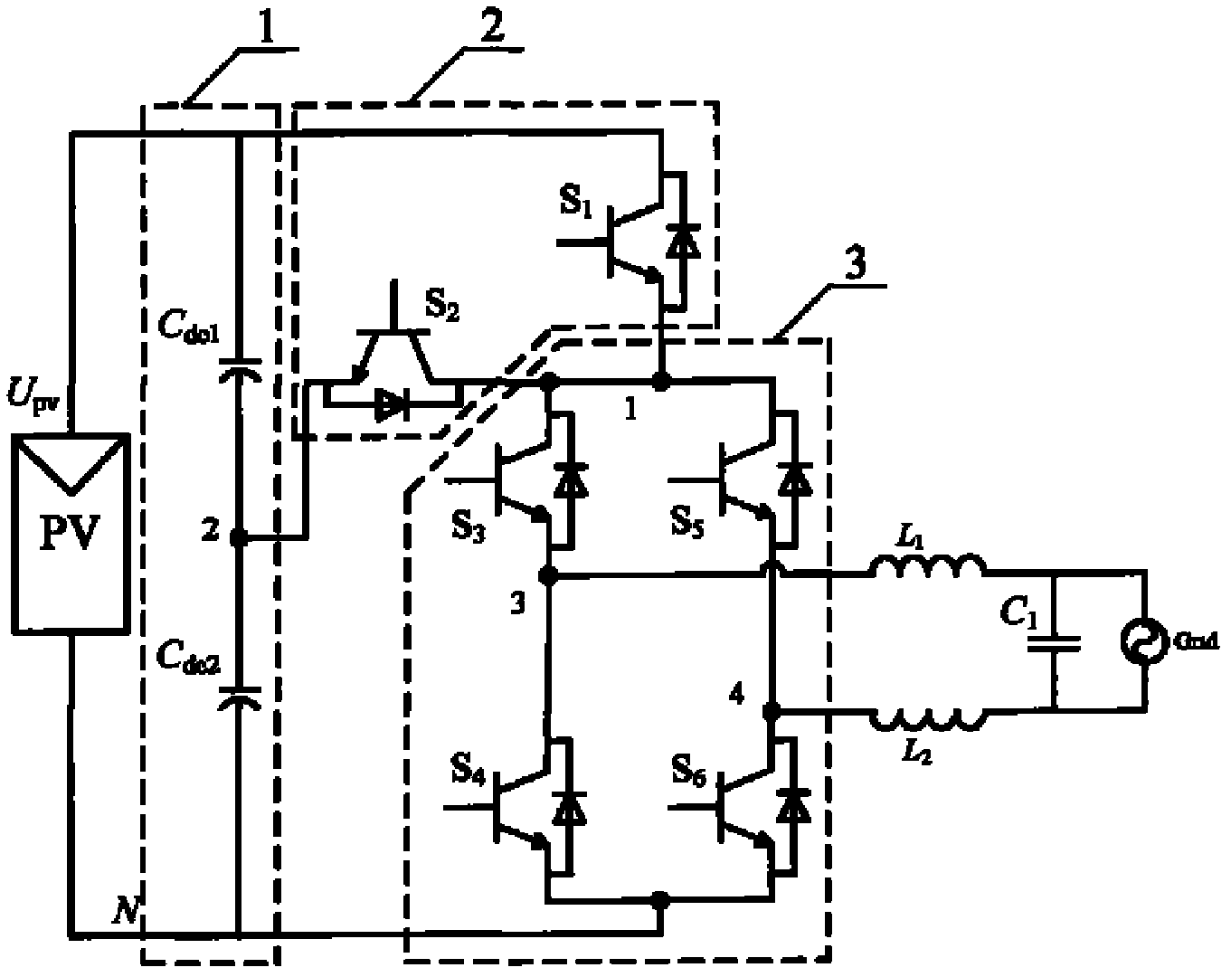 Inverter and application circuit in three-phase system