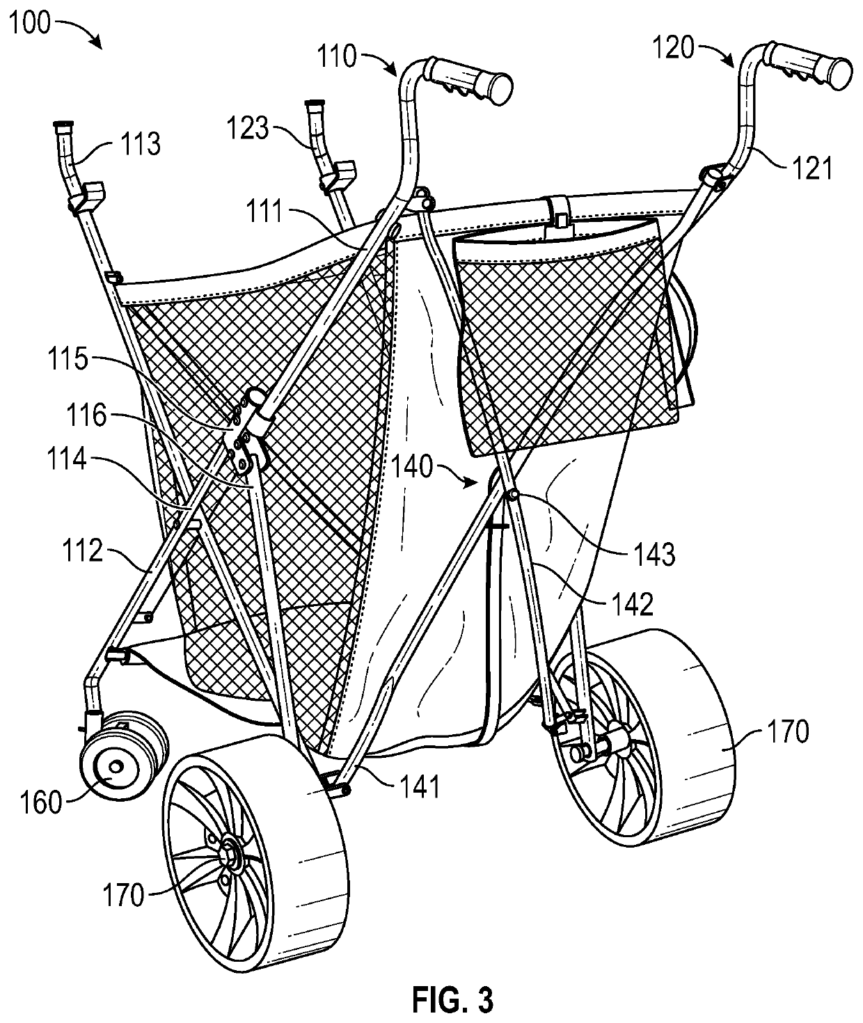 Collapsible cart with fabric in receiving space