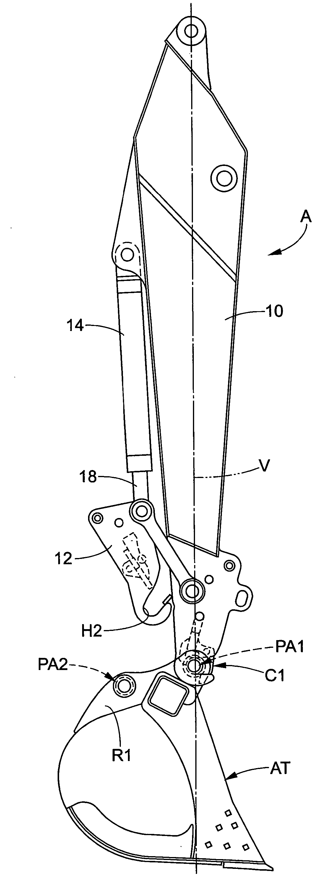 Arm assembly for excavation apparatus and method of using same