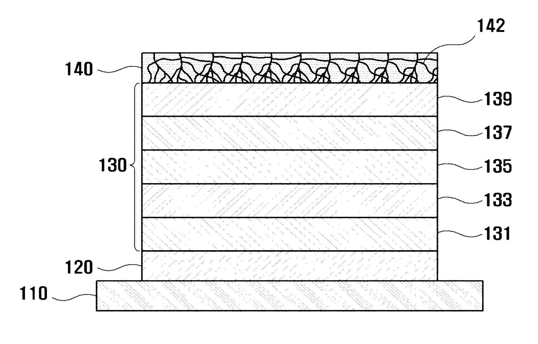 Organic light emitting device having transparent electrode where conducting filaments formed and method of manufacturing the same