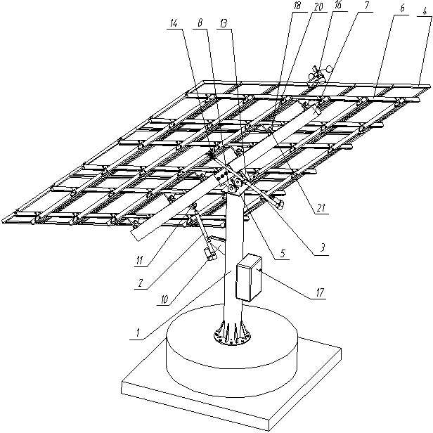 Double-axis solar tracker system device for solar power station