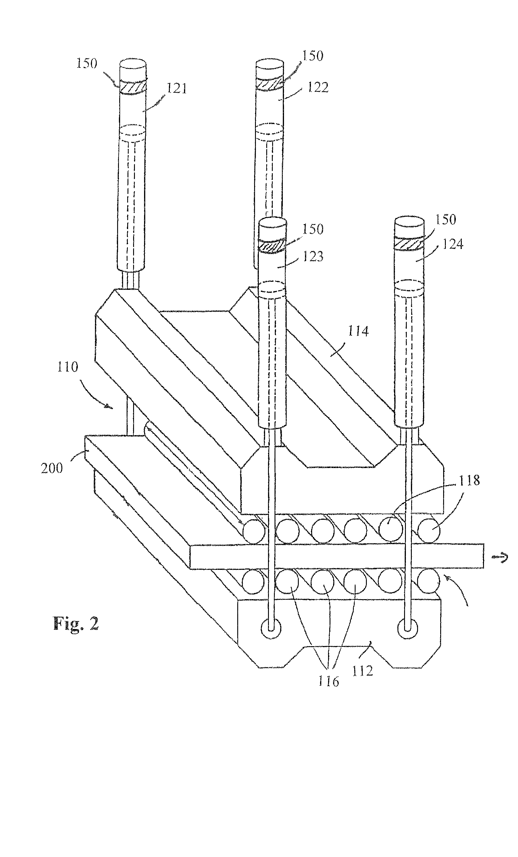 Method and device for positioning at least one roll segment of a strand guiding unit against a strand