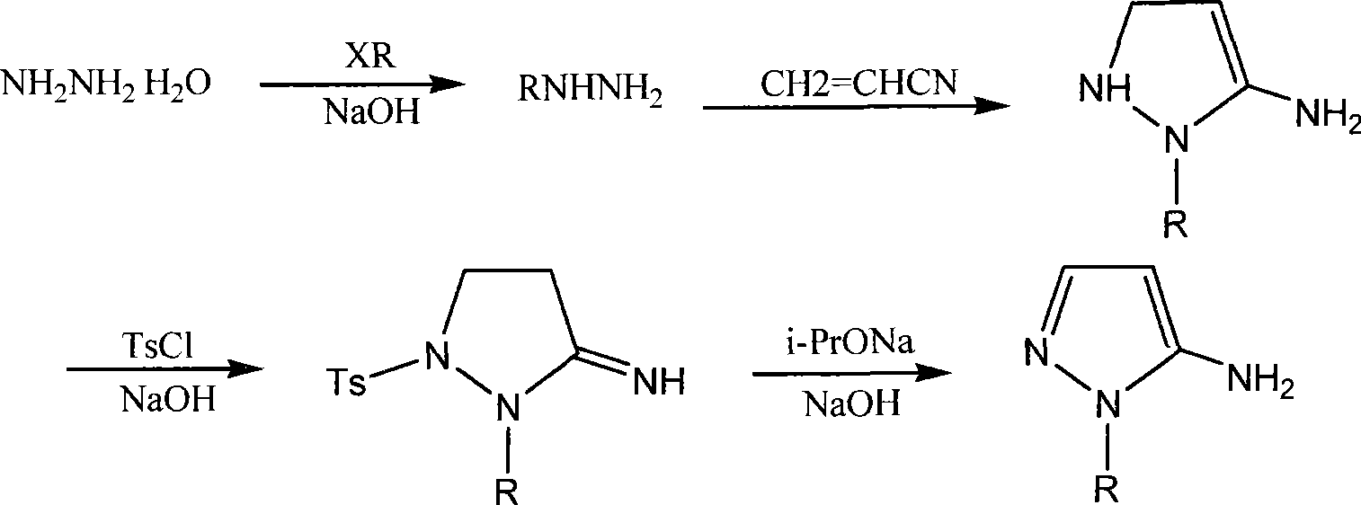 Novel synthesis process for 5-amino-1-hydroxyethyl pyrazole or the like