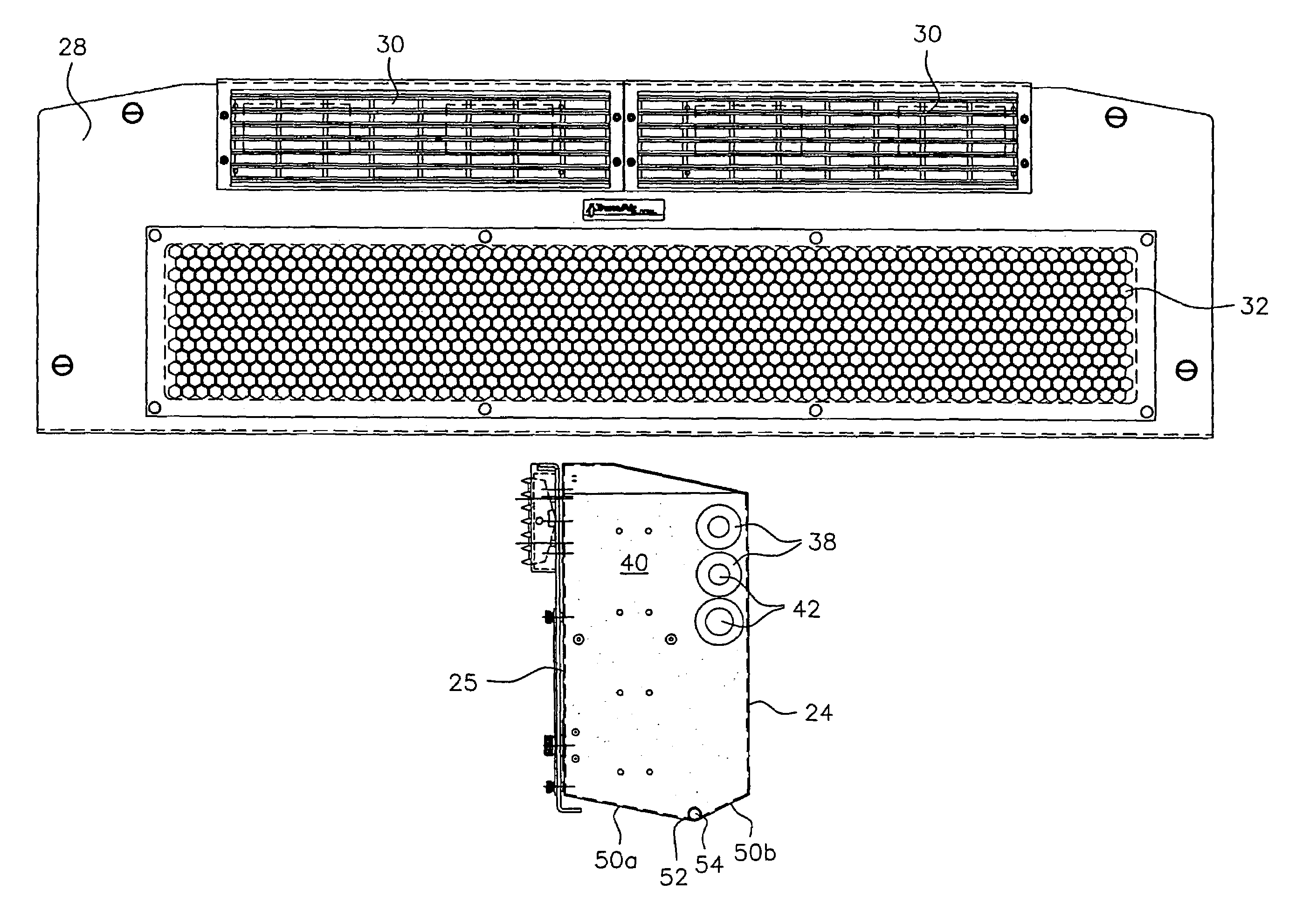 Self-contained flush-mount bulkhead air conditioning unit with novel evaporator/blower assembly housing