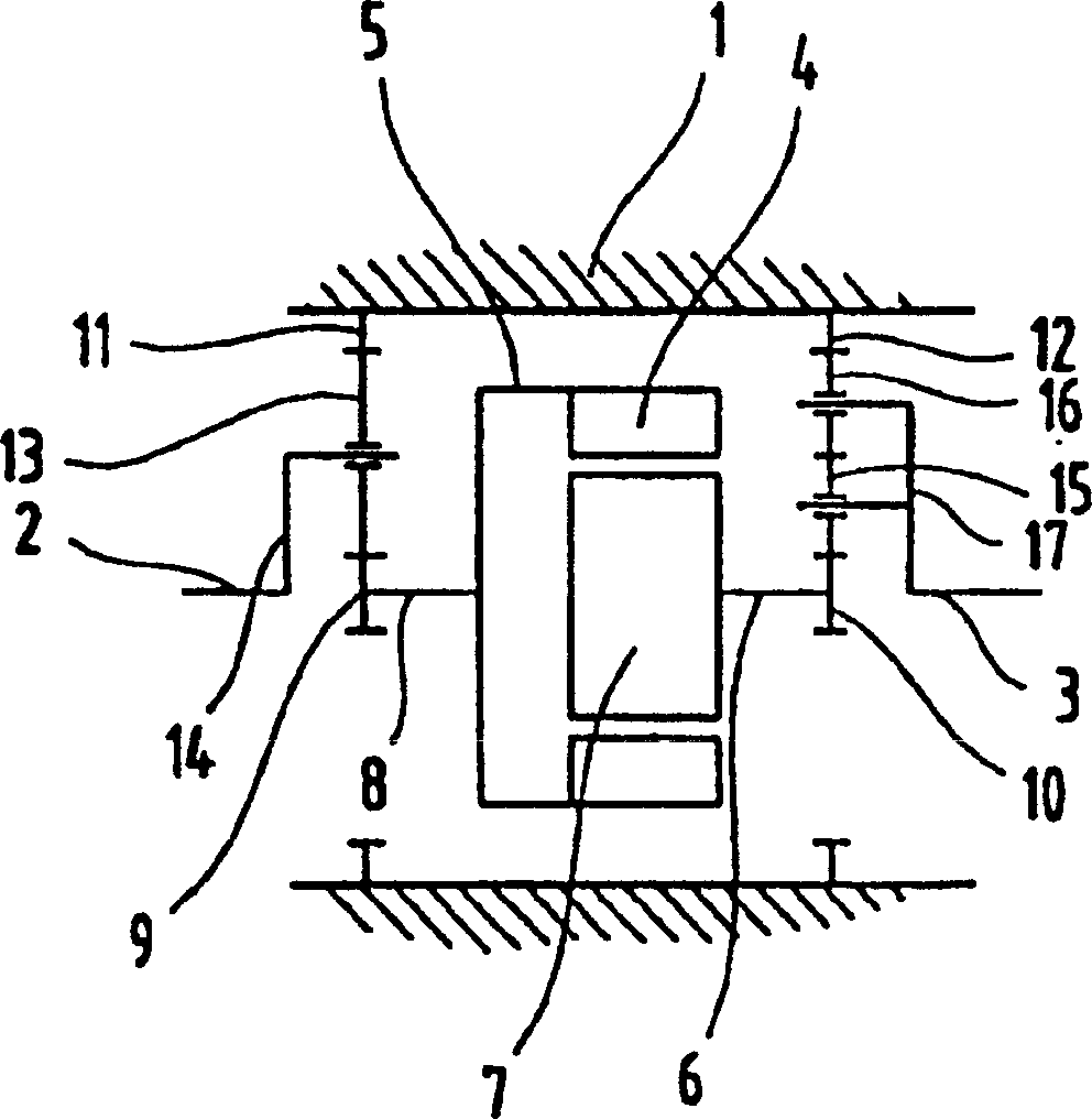Electric transmission device for means of transportation
