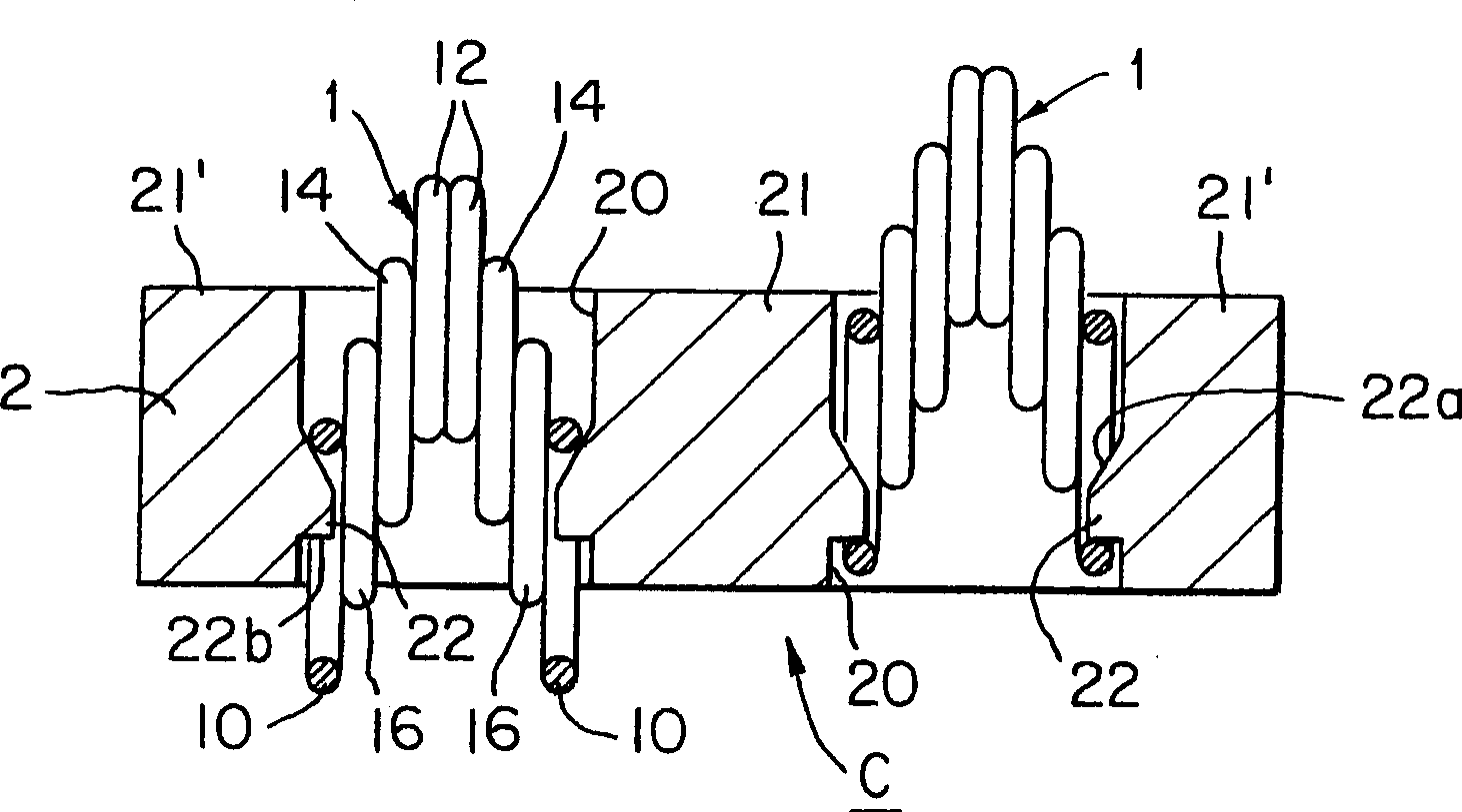 Coil spring contact type connector