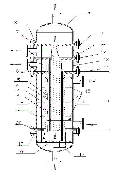 Tubular type double-annular channel double-sided heat-exchange large-flux microchannel reactor