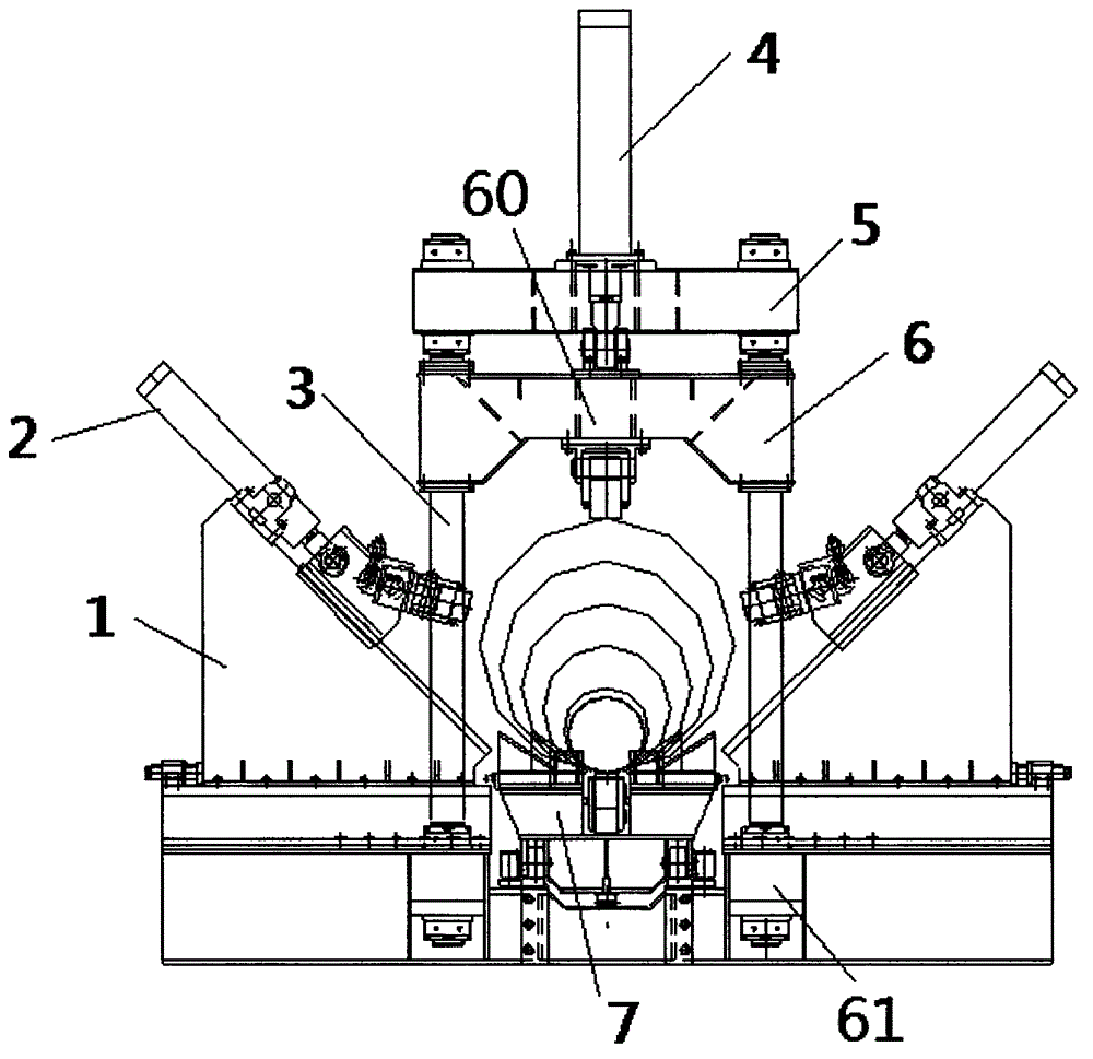 Conical pipe stitch welding pressing device