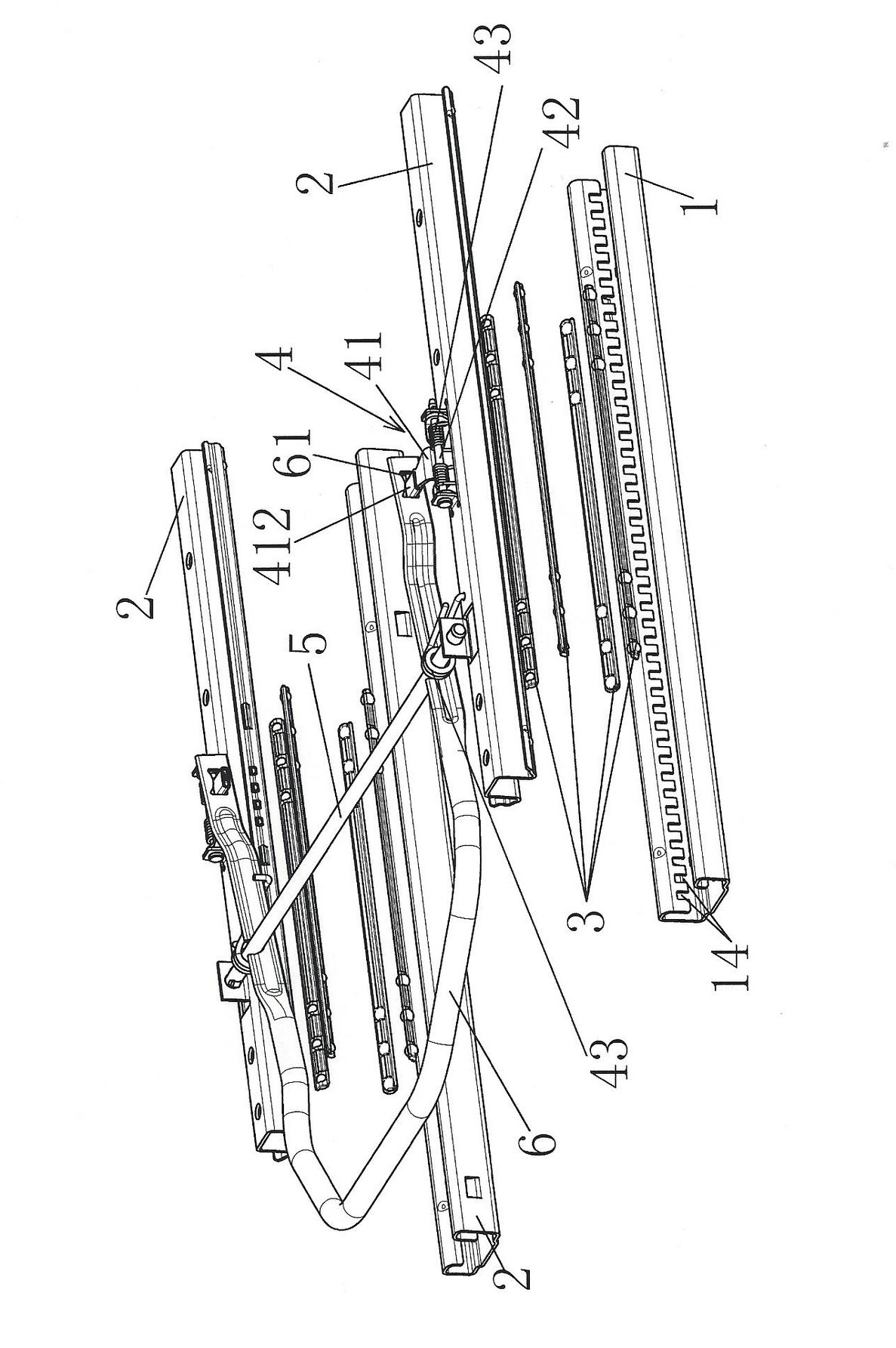 Slide rail for seat of car