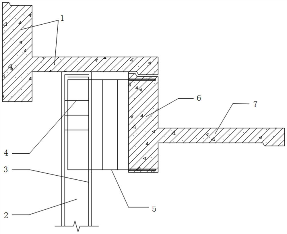 Connecting structure and connecting method for prefabricated grandstand plate and constructional column