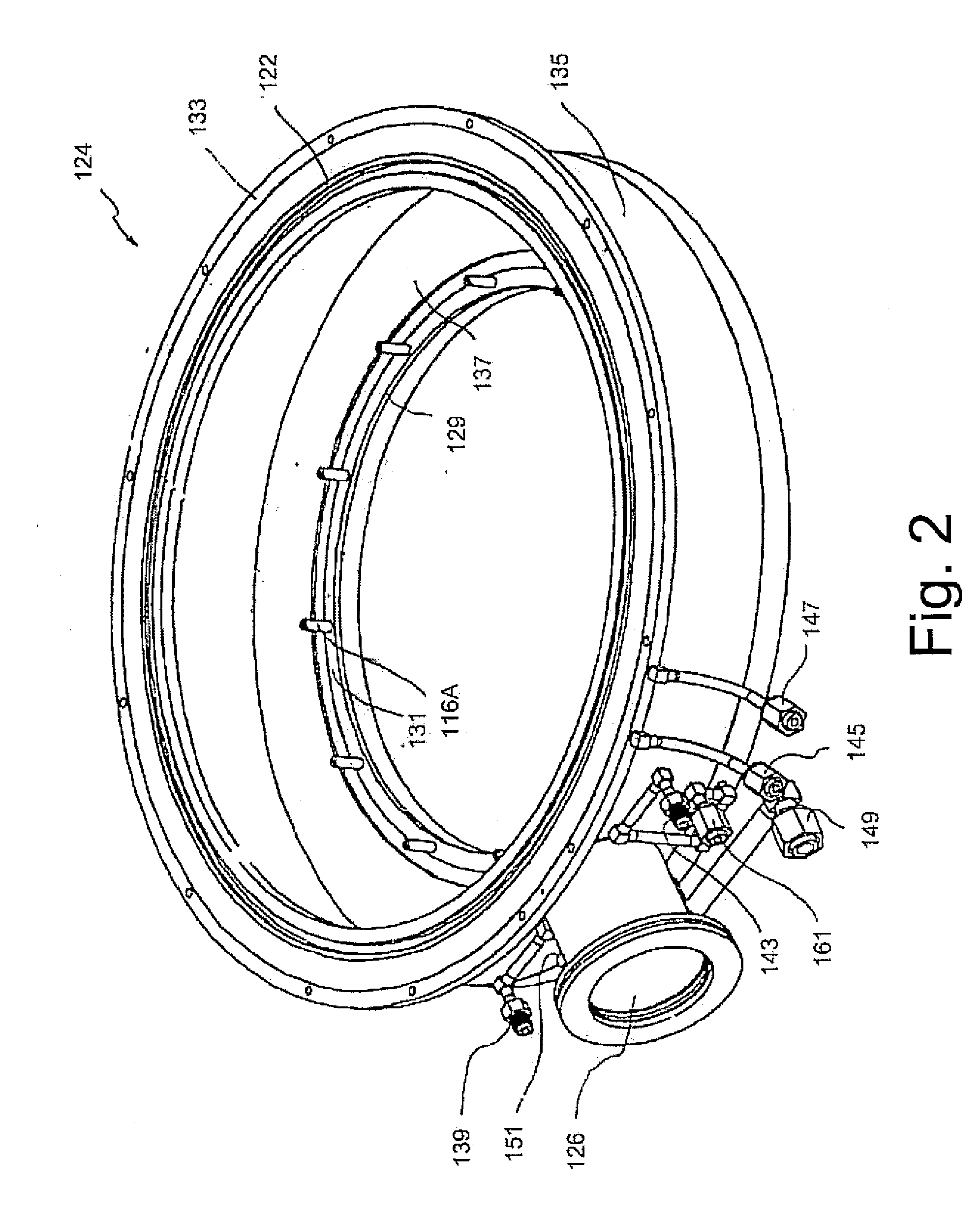 Thermal processing system with across-flow liner