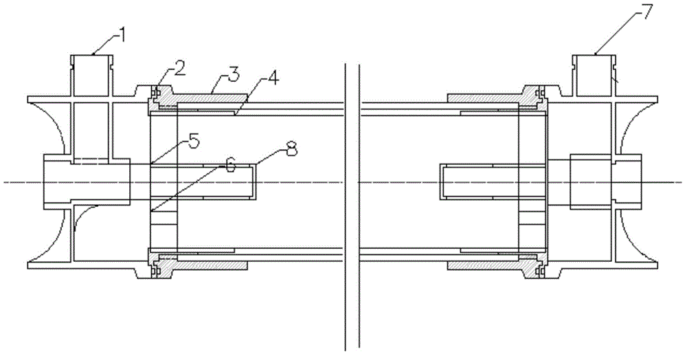 Single-head double-end water outlet structure for column-type hollow fiber membrane