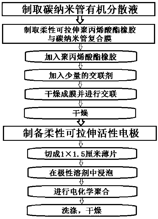 Flexible stretchable active electrode and preparation method and application thereof