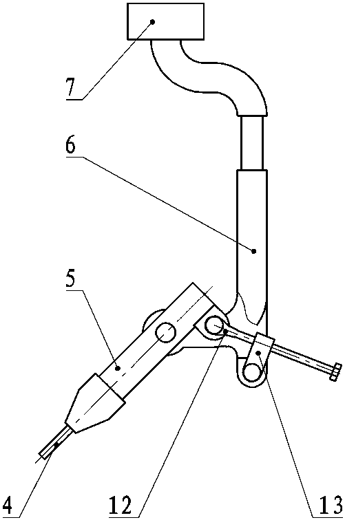 Internal and external welding device for welding steel tube and flange