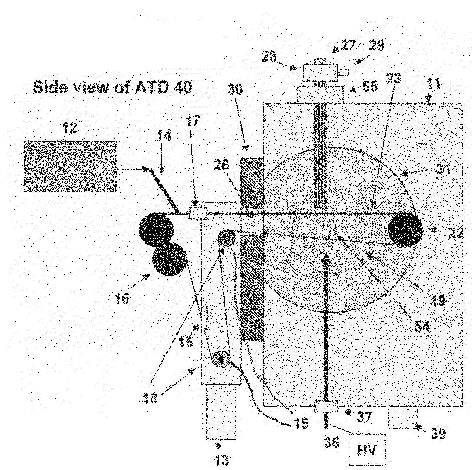 Atmospheric pressure ion source moving transport interface for a mass spectrometer