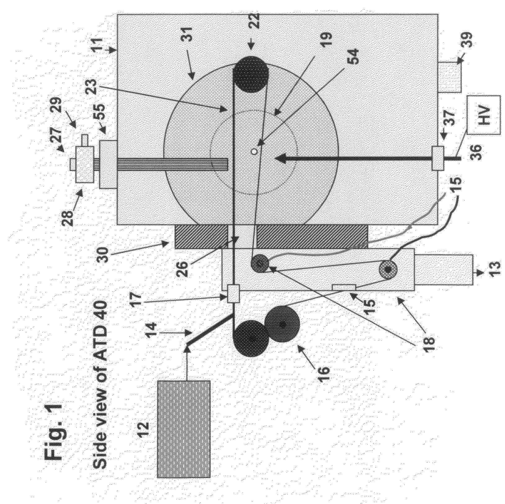 Atmospheric pressure ion source moving transport interface for a mass spectrometer