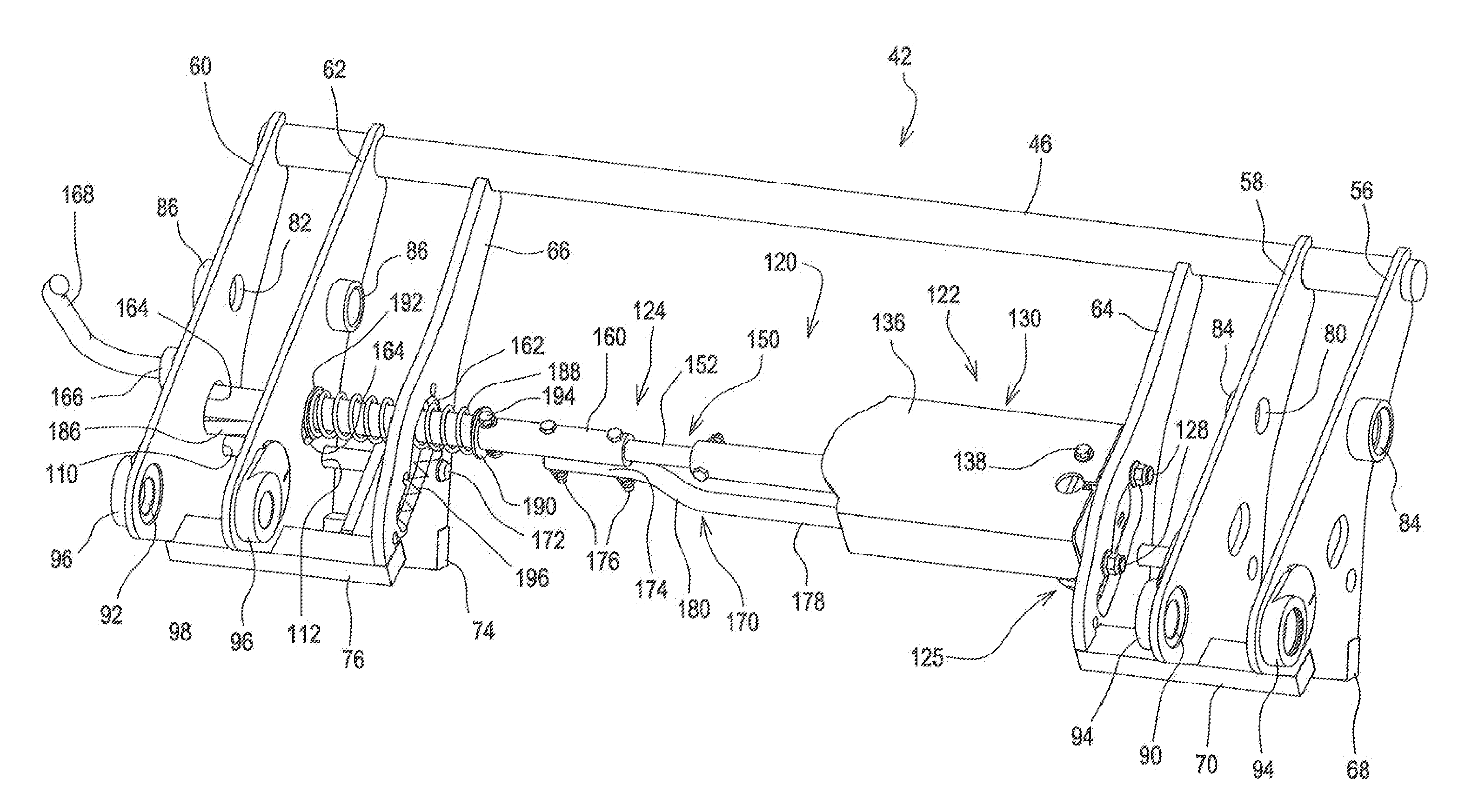 Latching System For Securing An Implement To A Carrier Mounted To A Lifting Arm