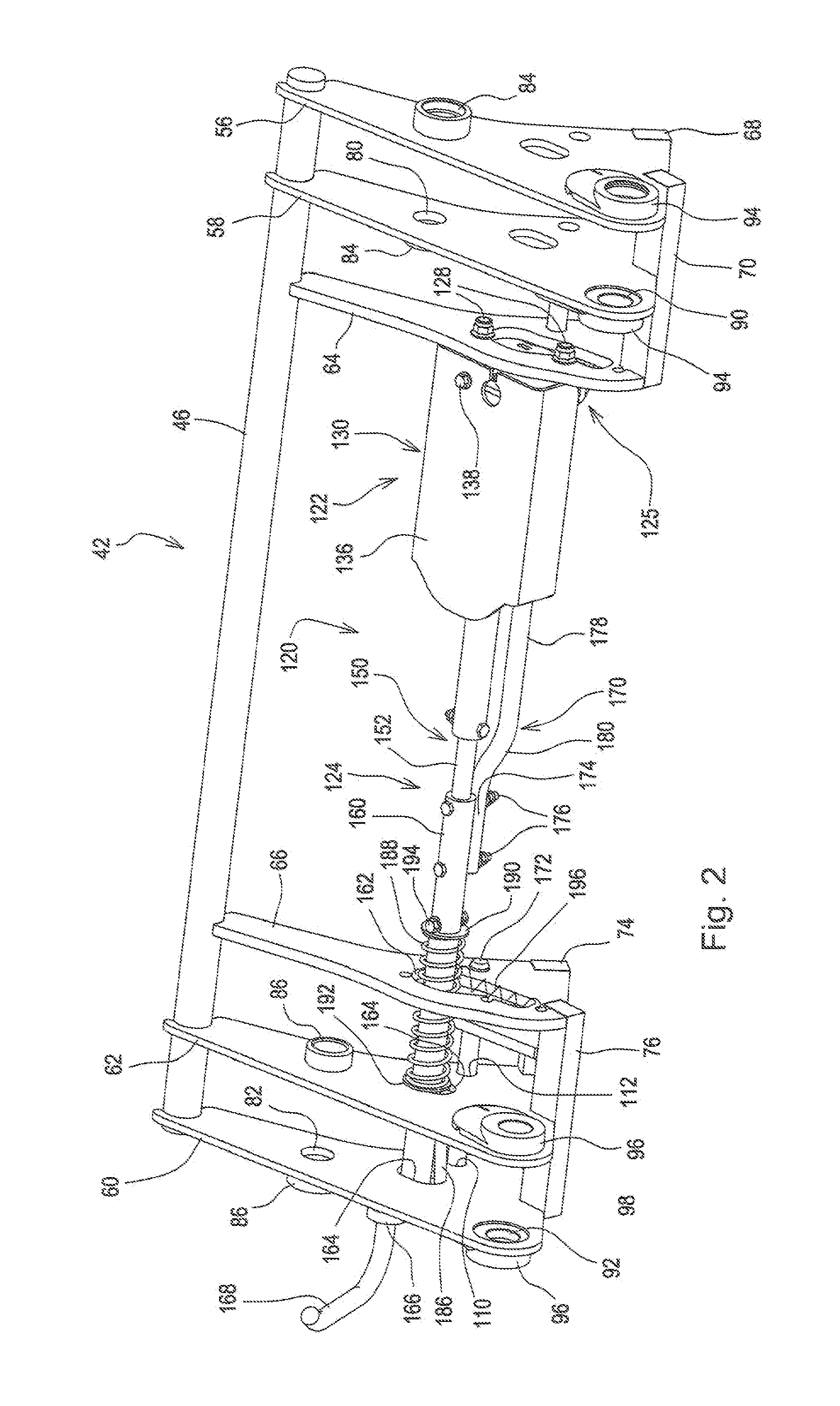 Latching System For Securing An Implement To A Carrier Mounted To A Lifting Arm