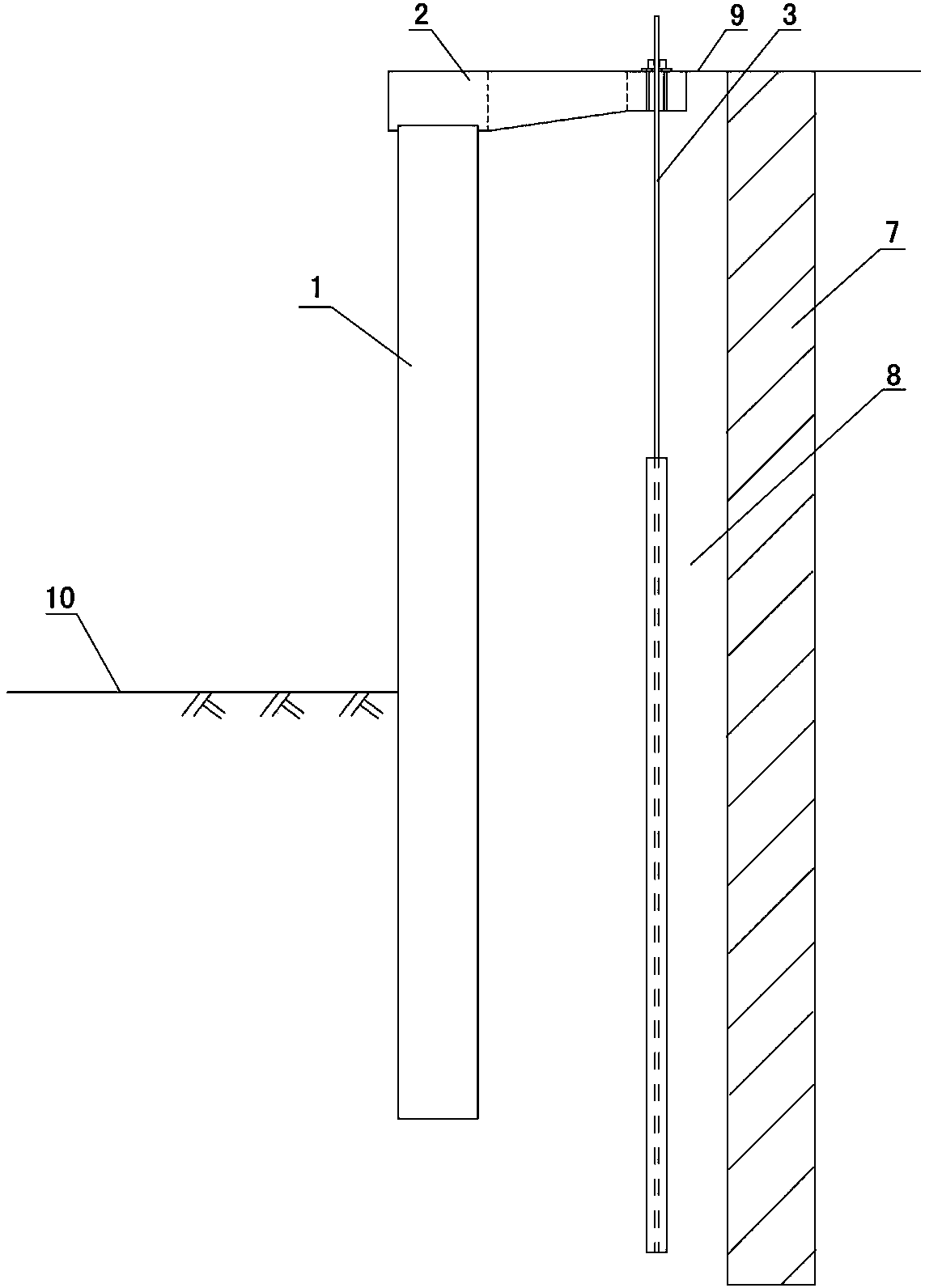 Pile beam vertical anchor support system used for supporting foundation pit and construction method of pile beam vertical anchor support system