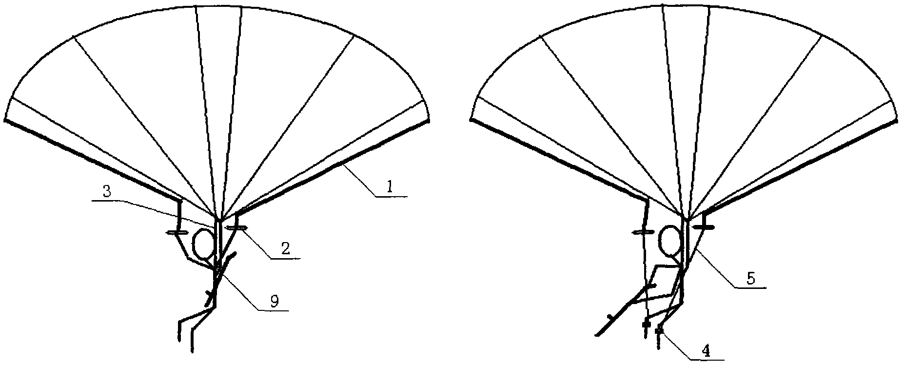 Parachute landing method for airborne troop and novel parachute