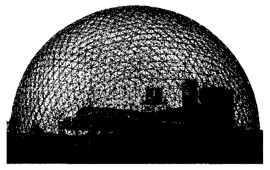 Large-space metal spherical lattice shell structure used for device storage and transportation, and construction method
