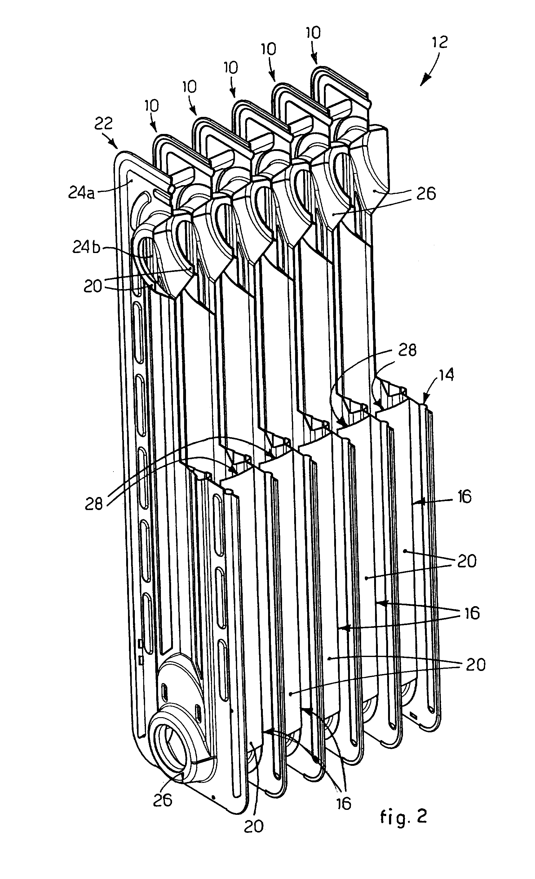 Radiant module for a heating device for rooms, and method to produce said radiant module