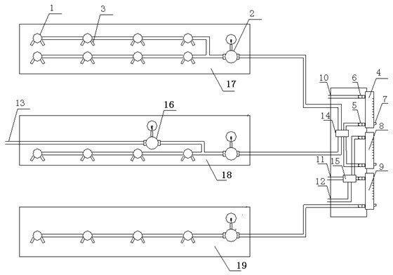 Collecting bar type multi-gas separating/regulating/controlling device for mining rescue capsule