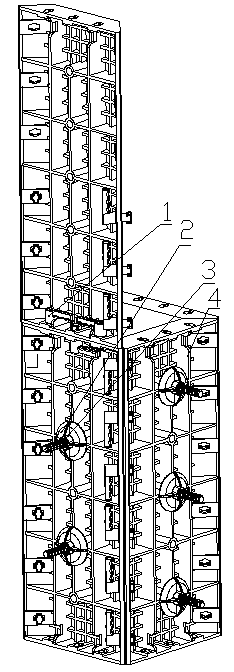 Quickly-clamped building template and concrete pouring device assembled by same