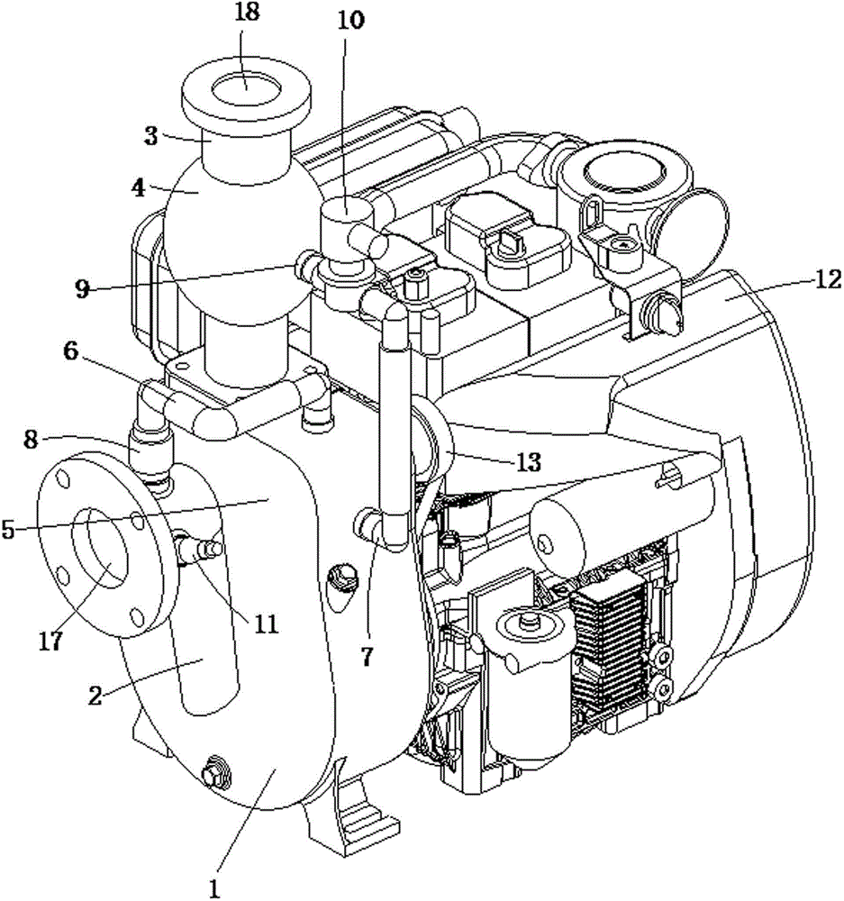Oil-free rotary vane vacuum type self-priming centrifugal pump and use method thereof