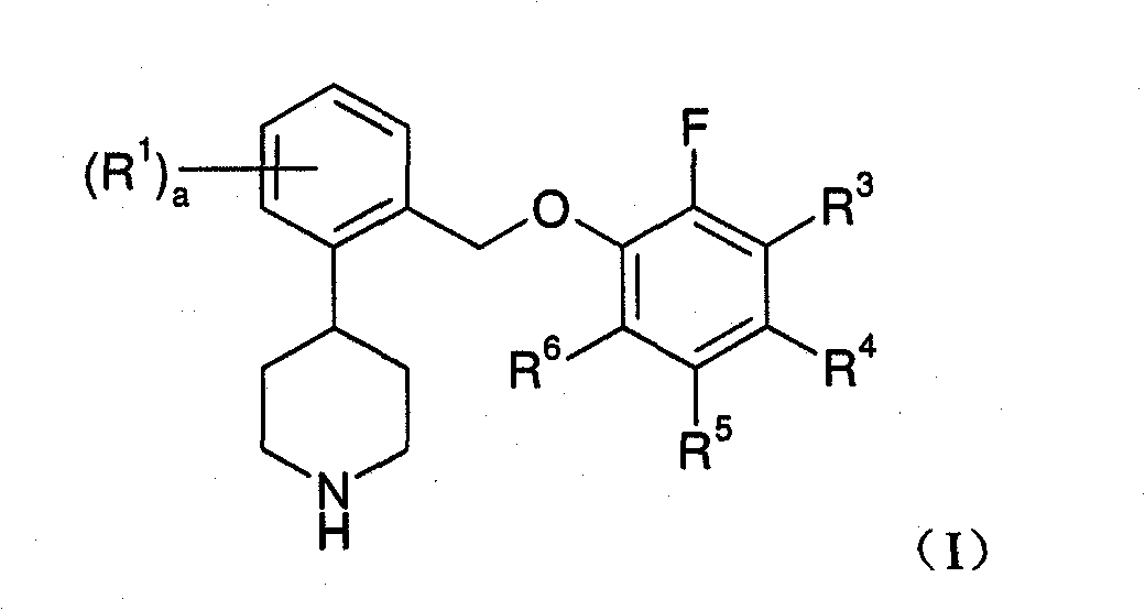 4-[2-(2-fluorophenoxymethyl)phenyl]piperidine compounds
