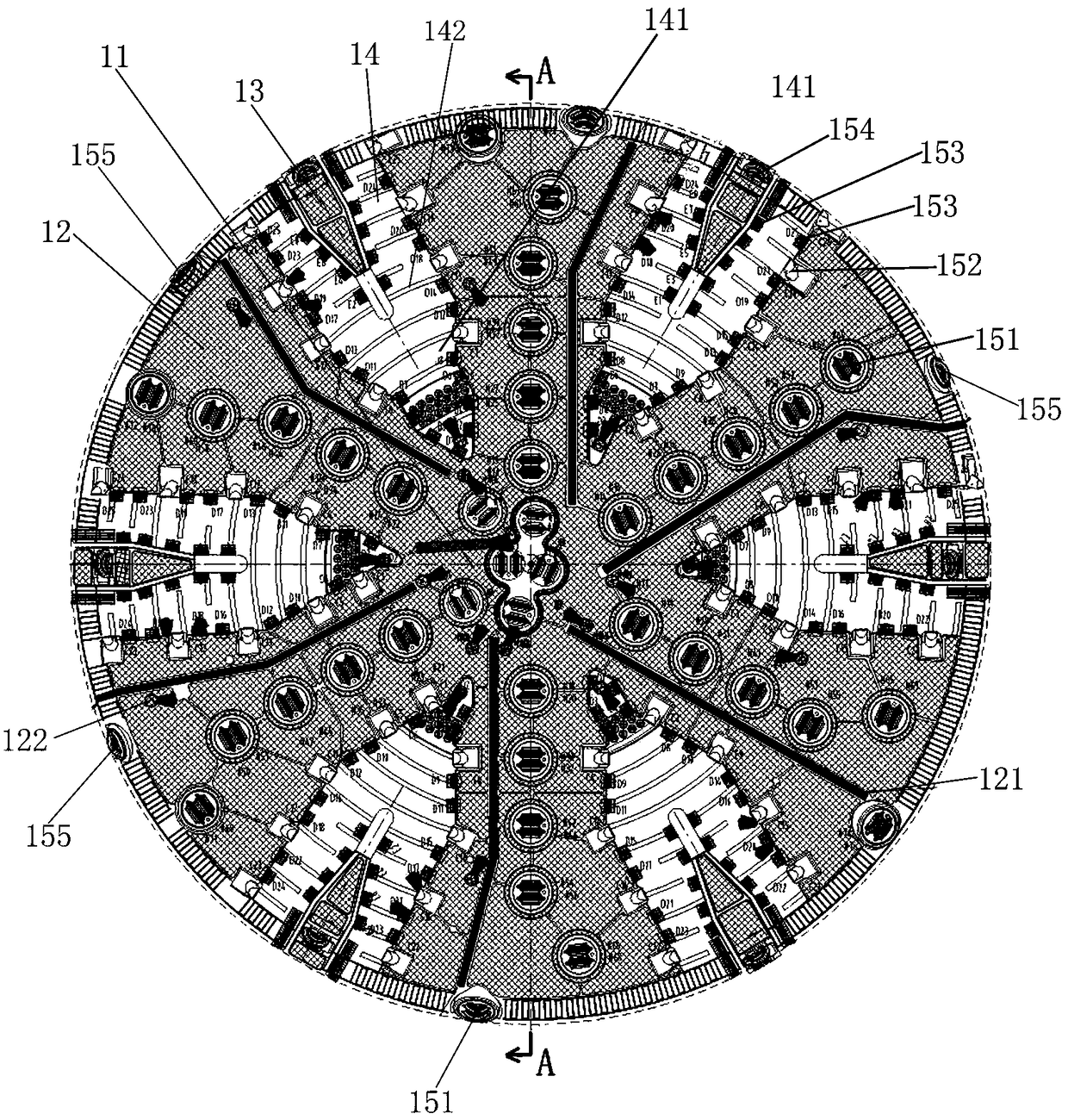 Configuration method for super-large-diameter cutter head and cutter